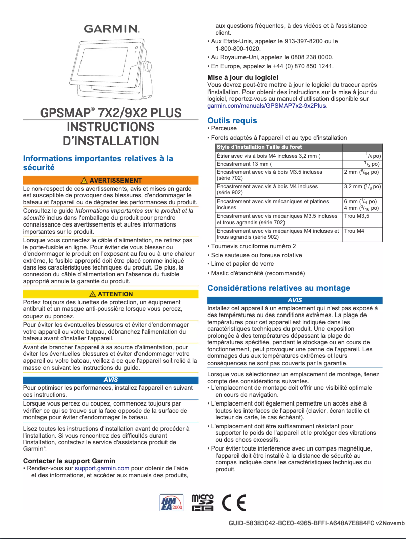 Page 1 of the manual Installation Guide Garmin GPSMAP 722xs Plus