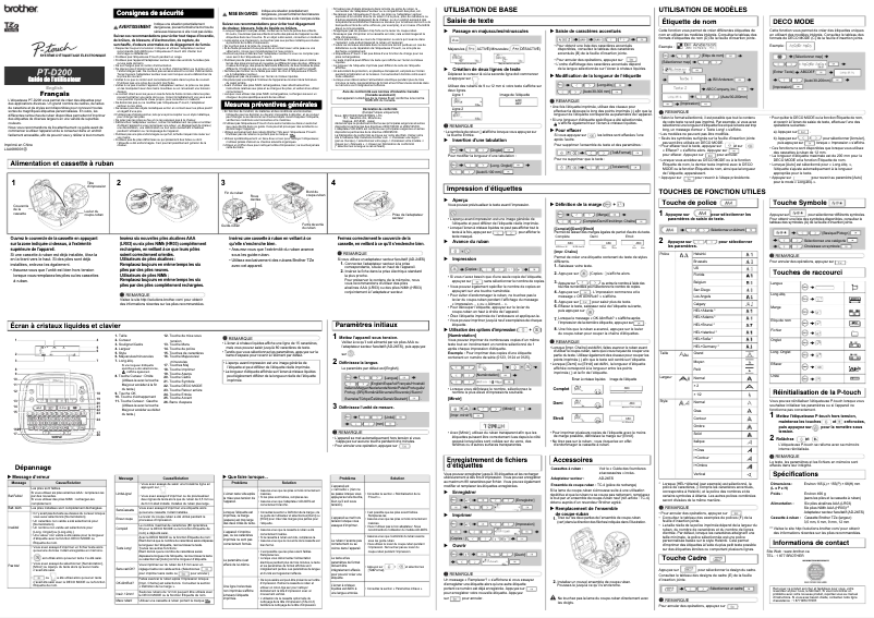 Page 1 of the manual User Manual Brother PT-D200