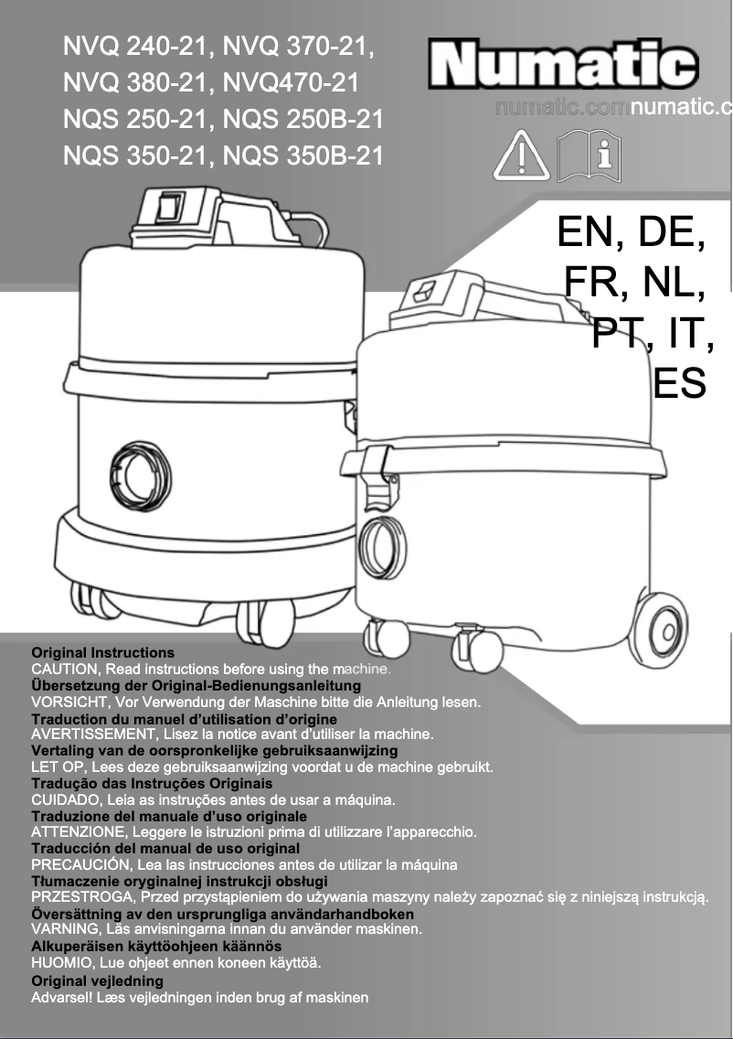 Page 1 of the manual User Manual Numatic NQS250