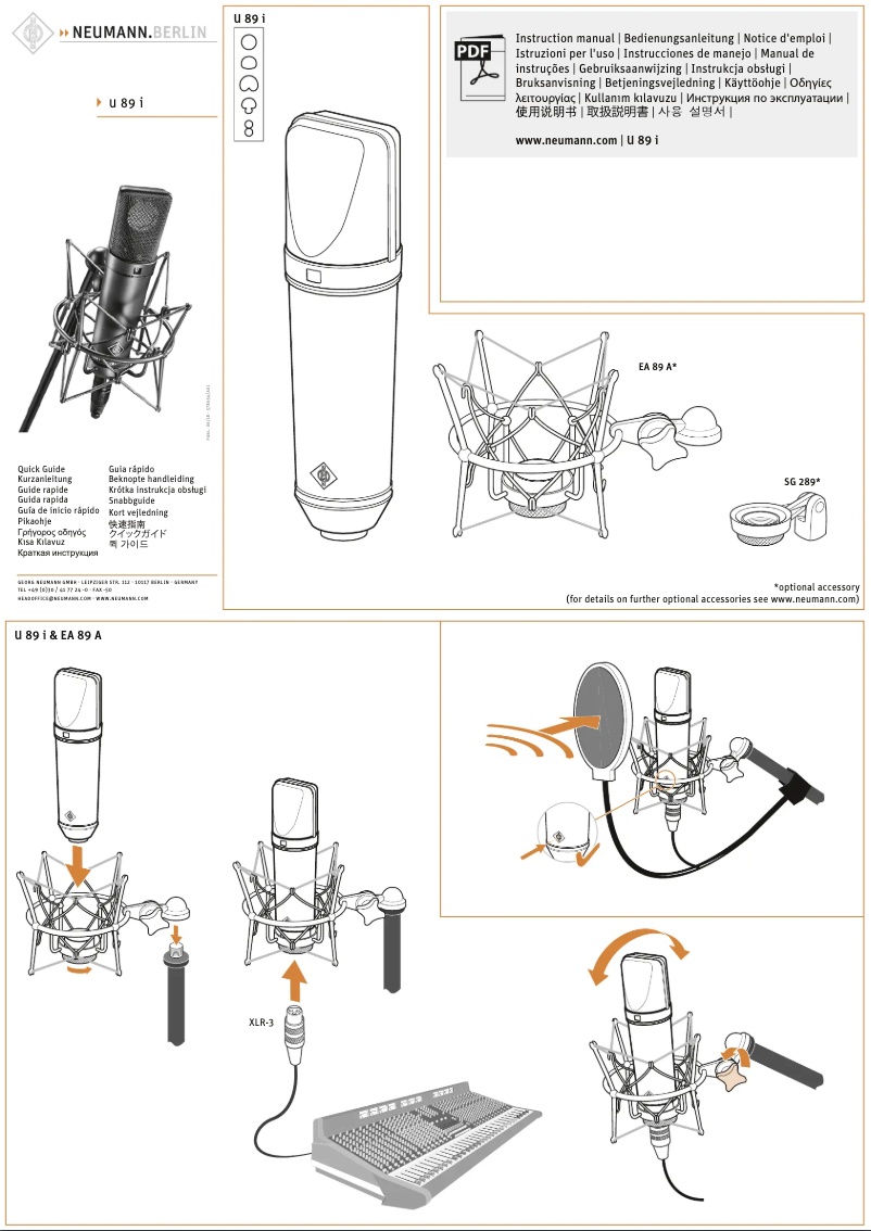 Page 1 de la notice Guide de démarrage rapide Neumann U 89 i