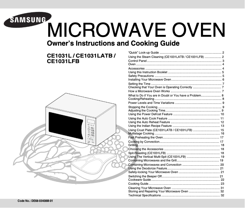 Page 1 of the manual User Manual Samsung CE1031LFB