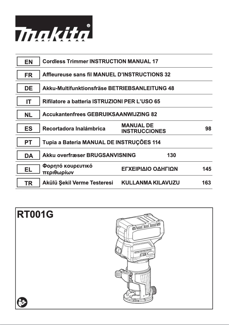 First page image of the manual for RT001G