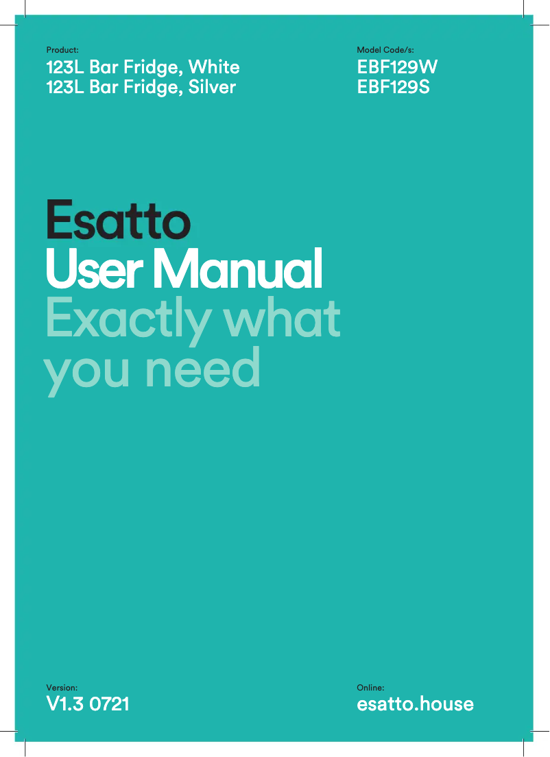 First page image of the manual for EBF129S