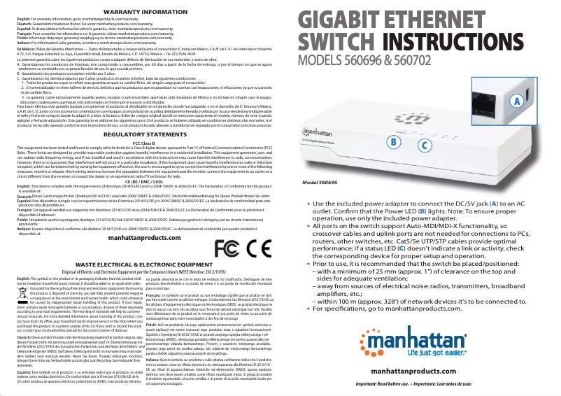 Page 1 de la notice Manuel utilisateur Manhattan 560702