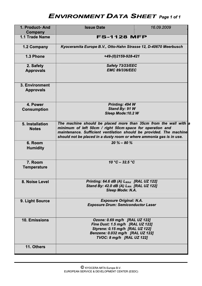 First page image of the manual for FS-1128MFP