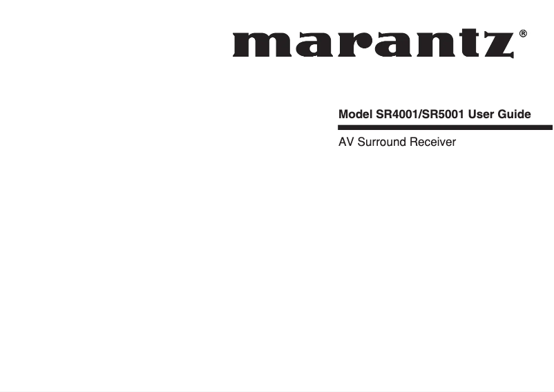 Page 1 of the manual User Manual Marantz SR5001