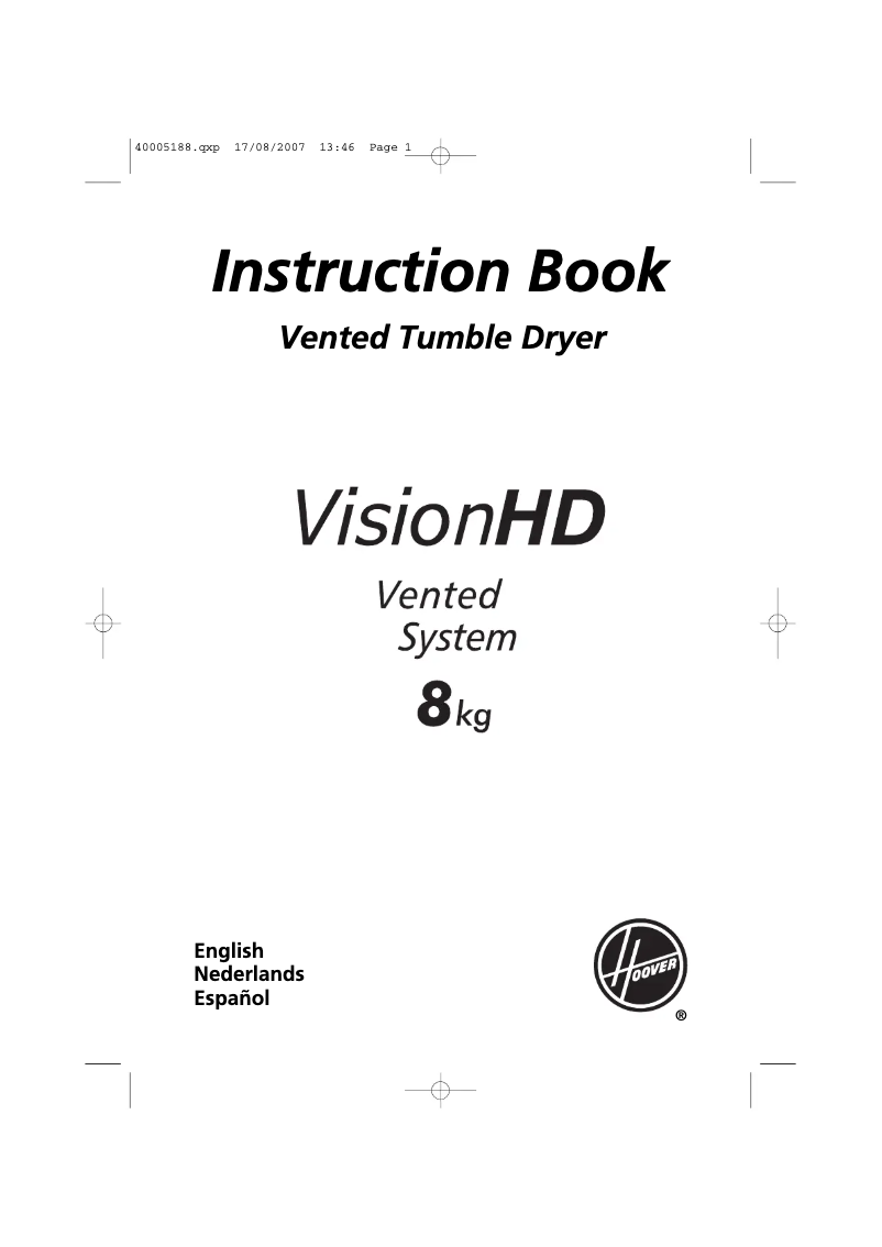 Page 1 of the manual User Manual Hoover VHV 780 CX