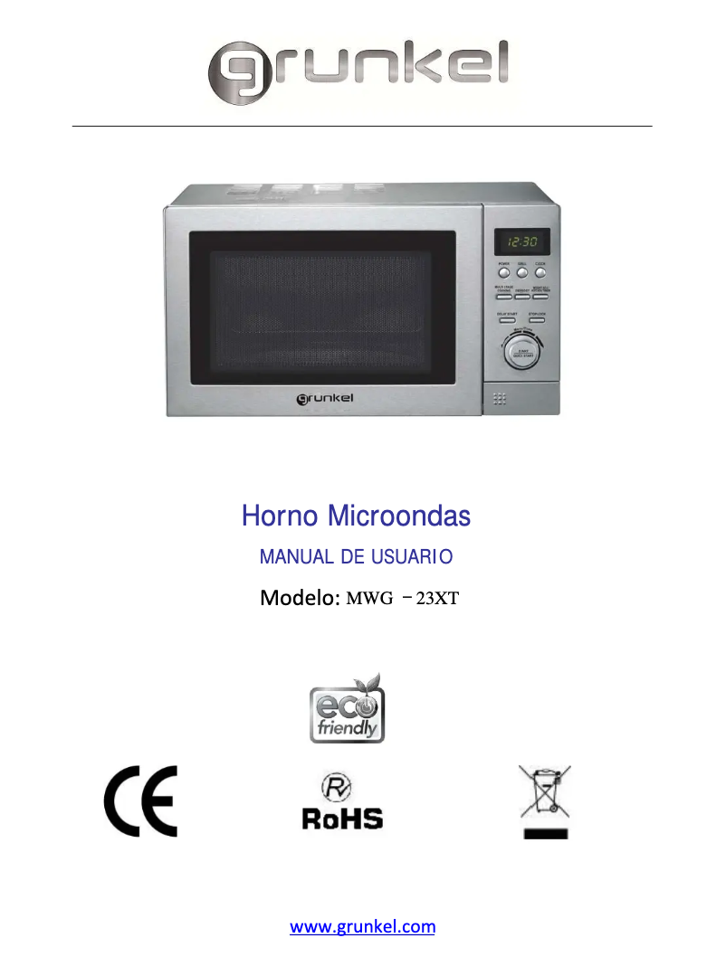 First page image of the manual for MWG-23XT