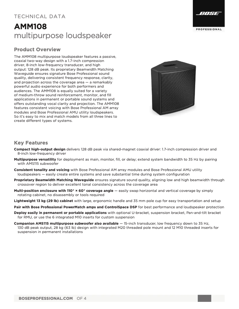 First page image of the manual for AMM108