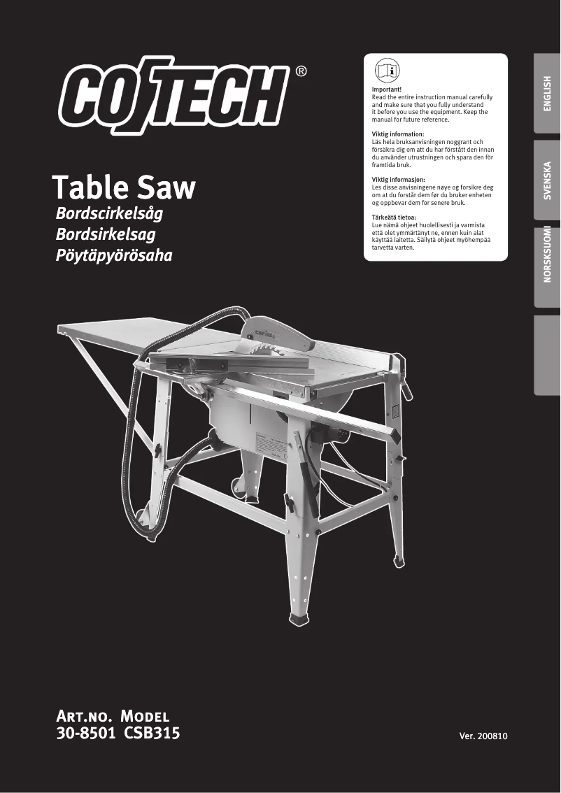Page 1 of the manual User Manual Cotech CSB315
