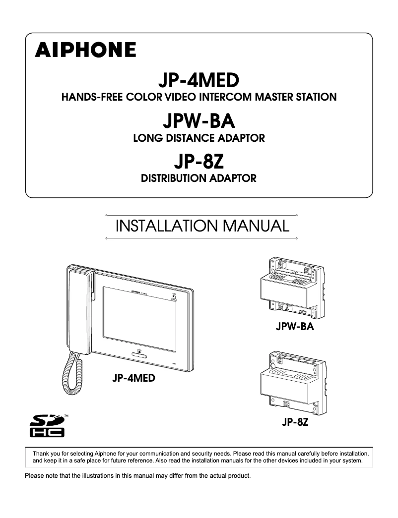 Page 1 of the manual User Manual Aiphone JPS-4AEDF