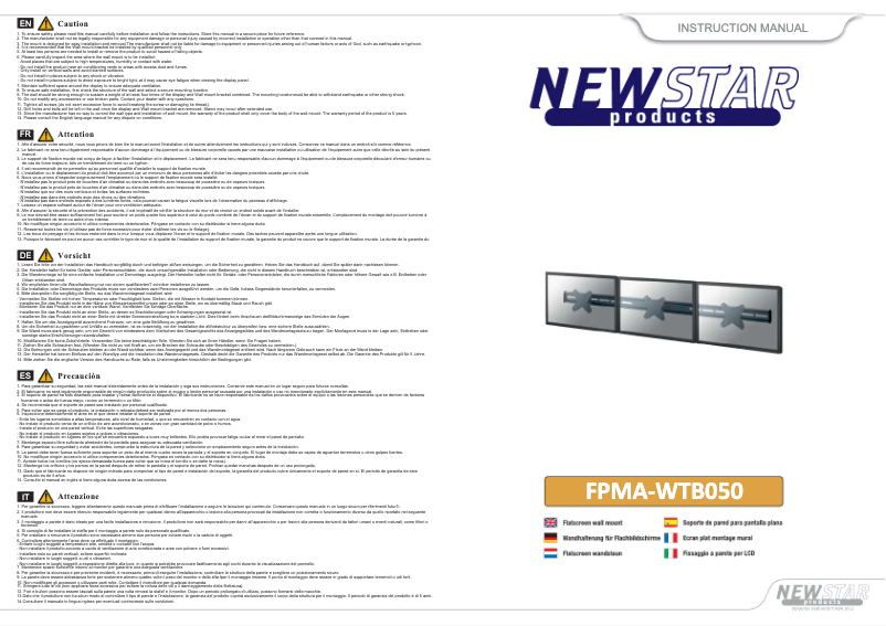 First page image of the manual for FPMA-WTB050