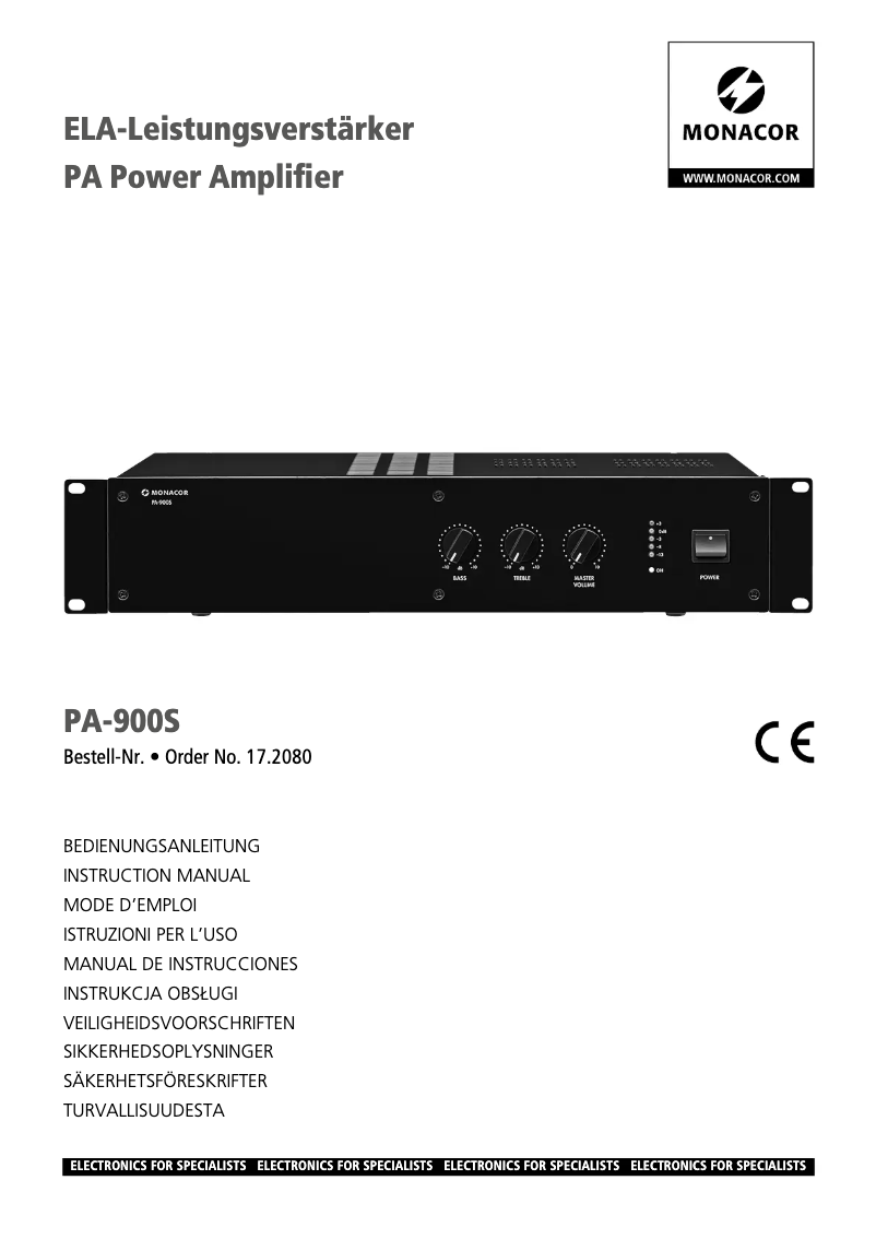 First page image of the manual for PA-900S