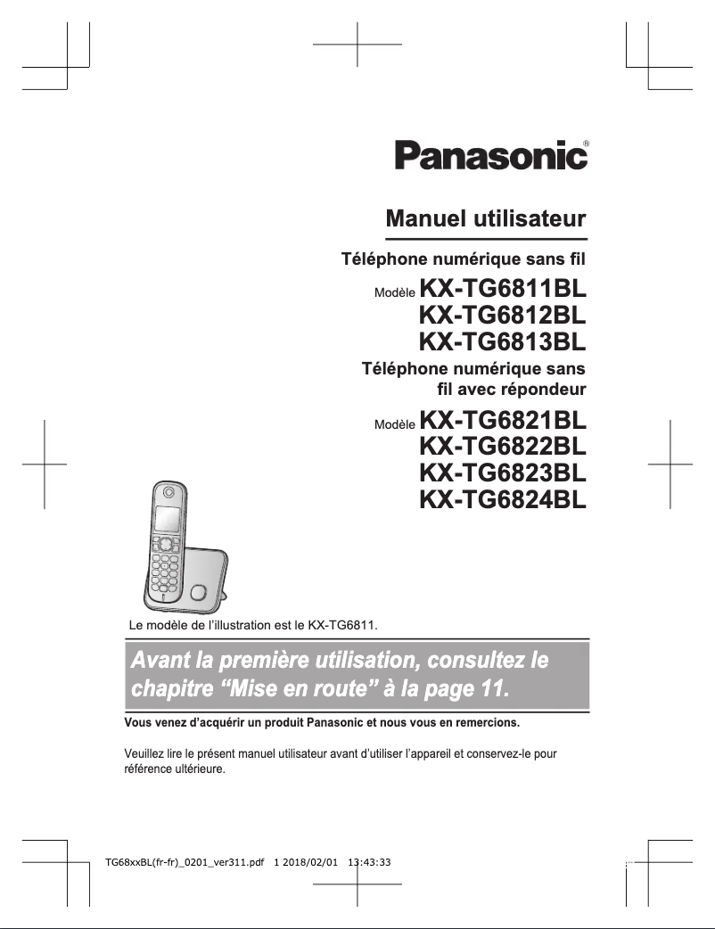 Page 1 of the manual User Manual Panasonic KX-TG6823