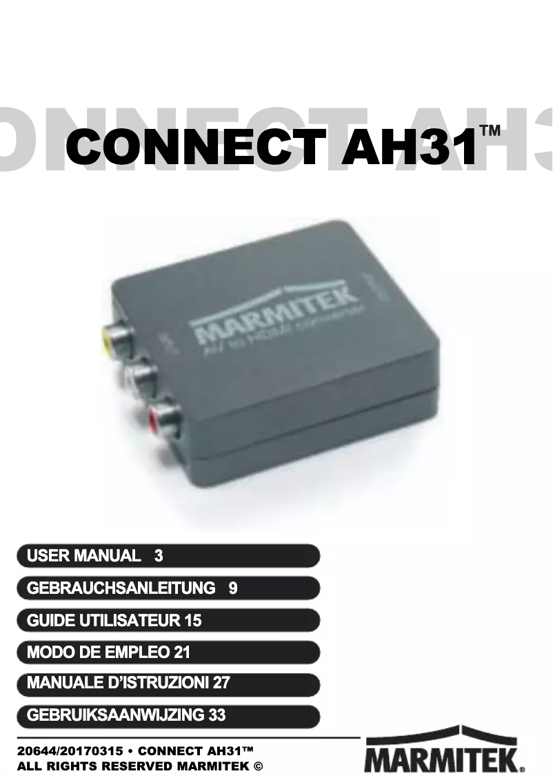 First page image of the manual for Connect AH31