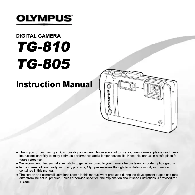 Page 1 de la notice Manuel utilisateur Olympus Tough TG-805