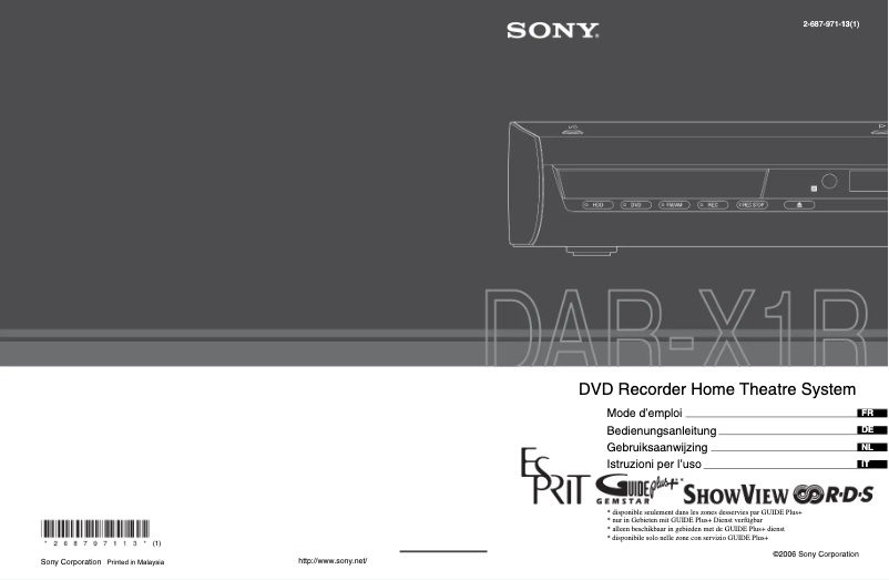First page image of the manual for DAR-X1R
