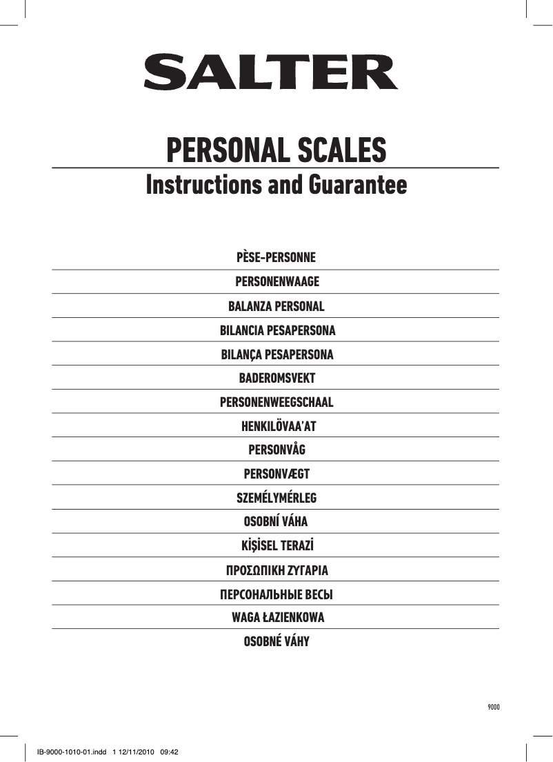 Page 1 of the manual User Manual Salter WH3R Electronic 9000