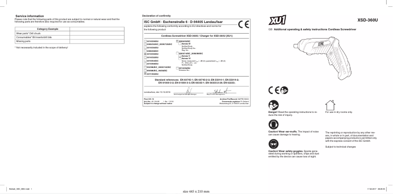 First page image of the manual for XSD-360U