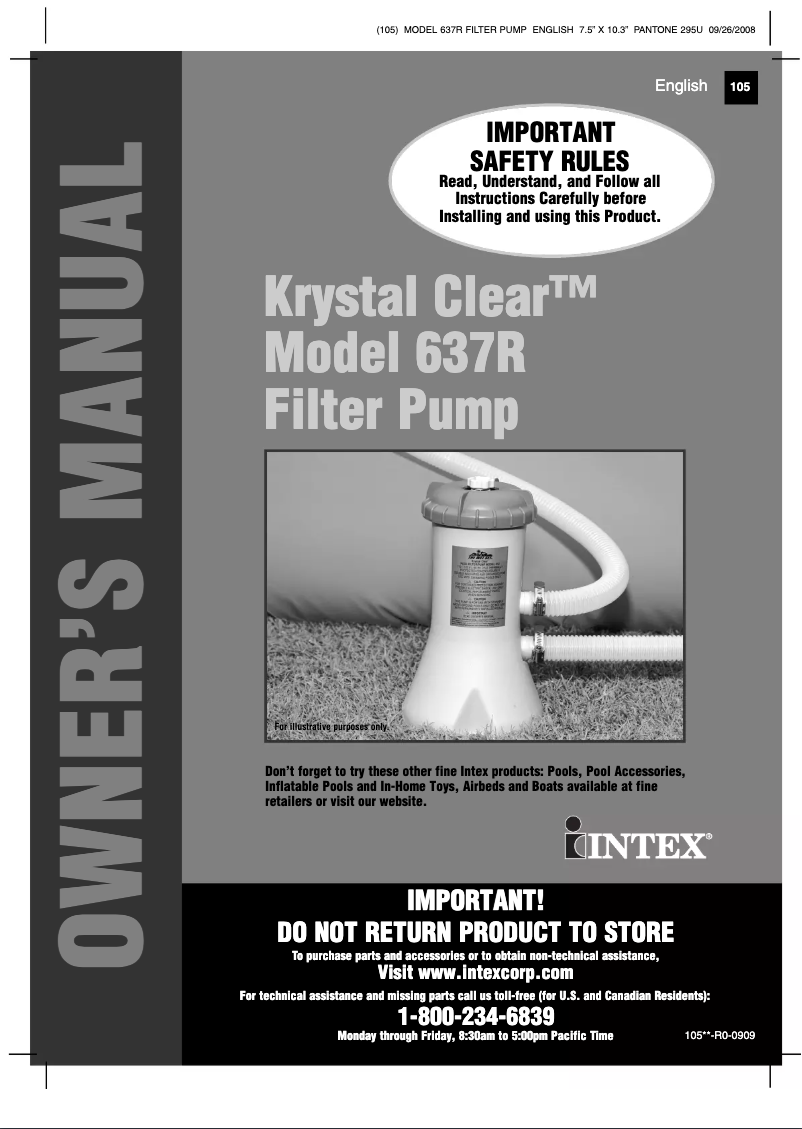 Page 1 of the manual User Manual Intex Krystal Clear 637R