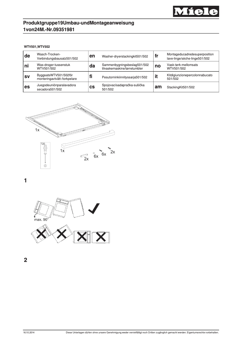 First page image of the manual for WTV 502