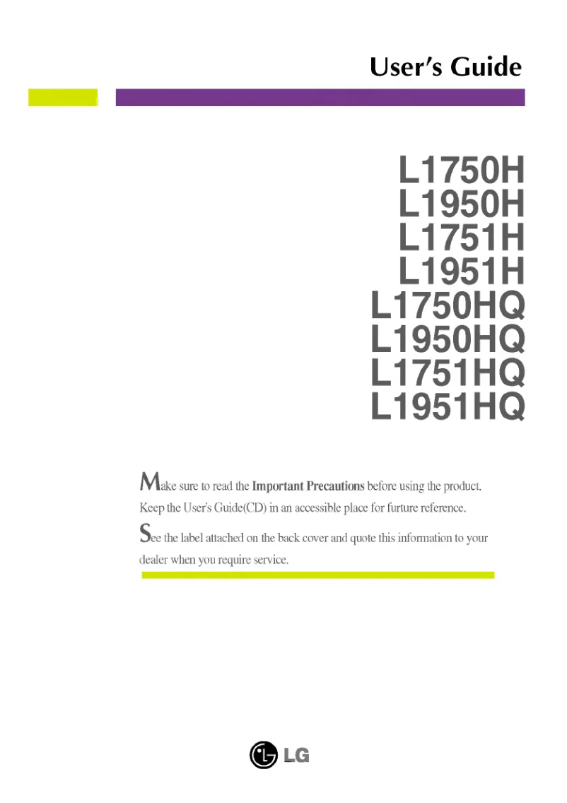 Page 1 of the manual User Manual LG L1750HQ