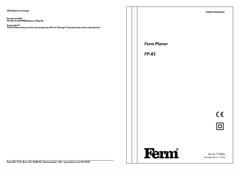 Page 1 of the manual User Manual Ferm PPM4001