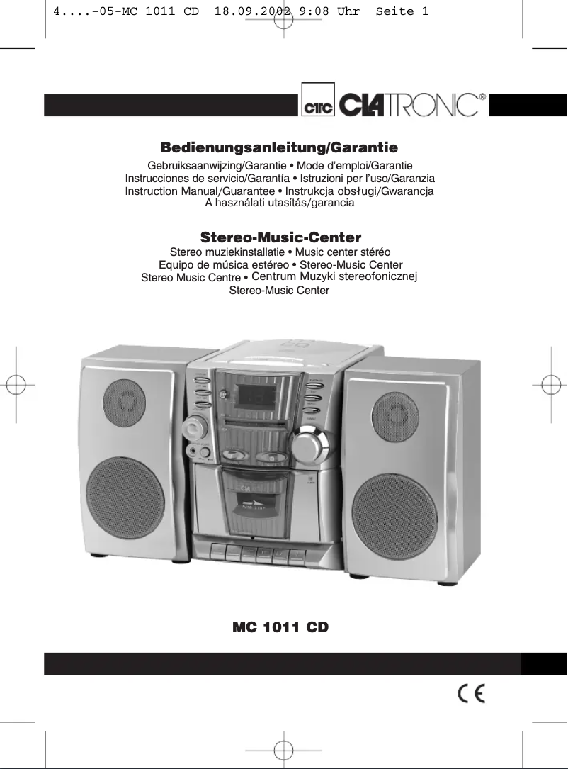 Page 1 of the manual User Manual Clatronic MC 1011 CD
