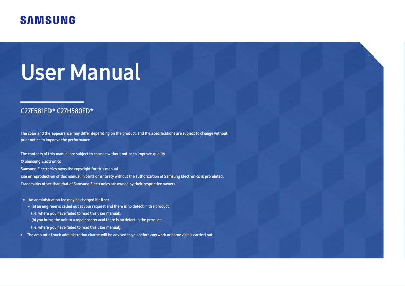 First page image of the manual for LC27H580FDUXEN