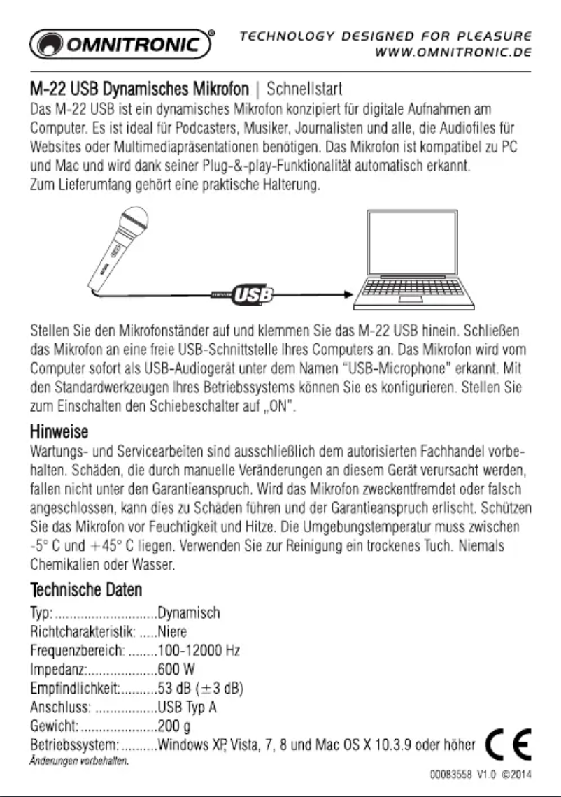 Page 1 of the manual User Manual Omnitronic M-22