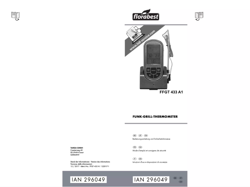 Page 1 of the manual User Manual Florabest FFGT 433 A1