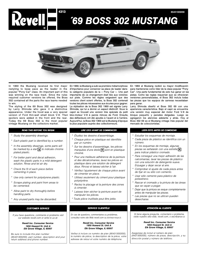 First page image of the manual for 1969 Boss 302 Mustang