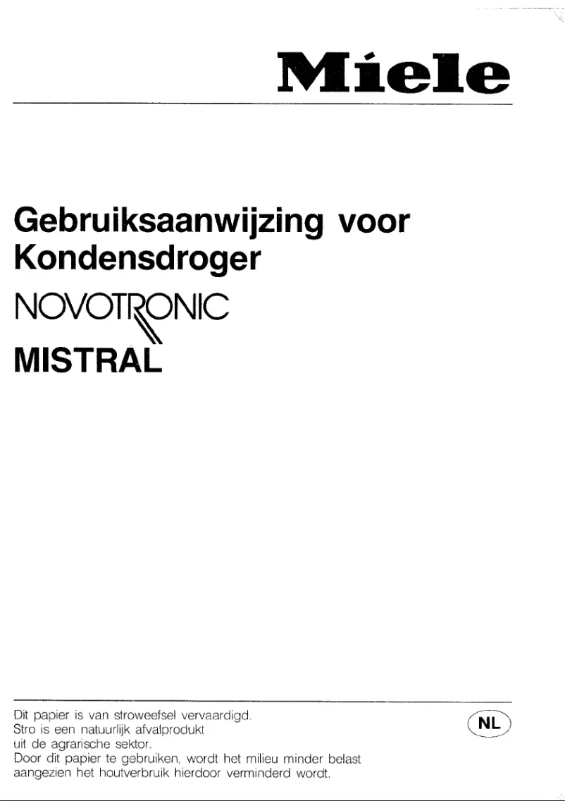 Page 1 of the manual User Manual Miele Novotronic Mistral T 453 C