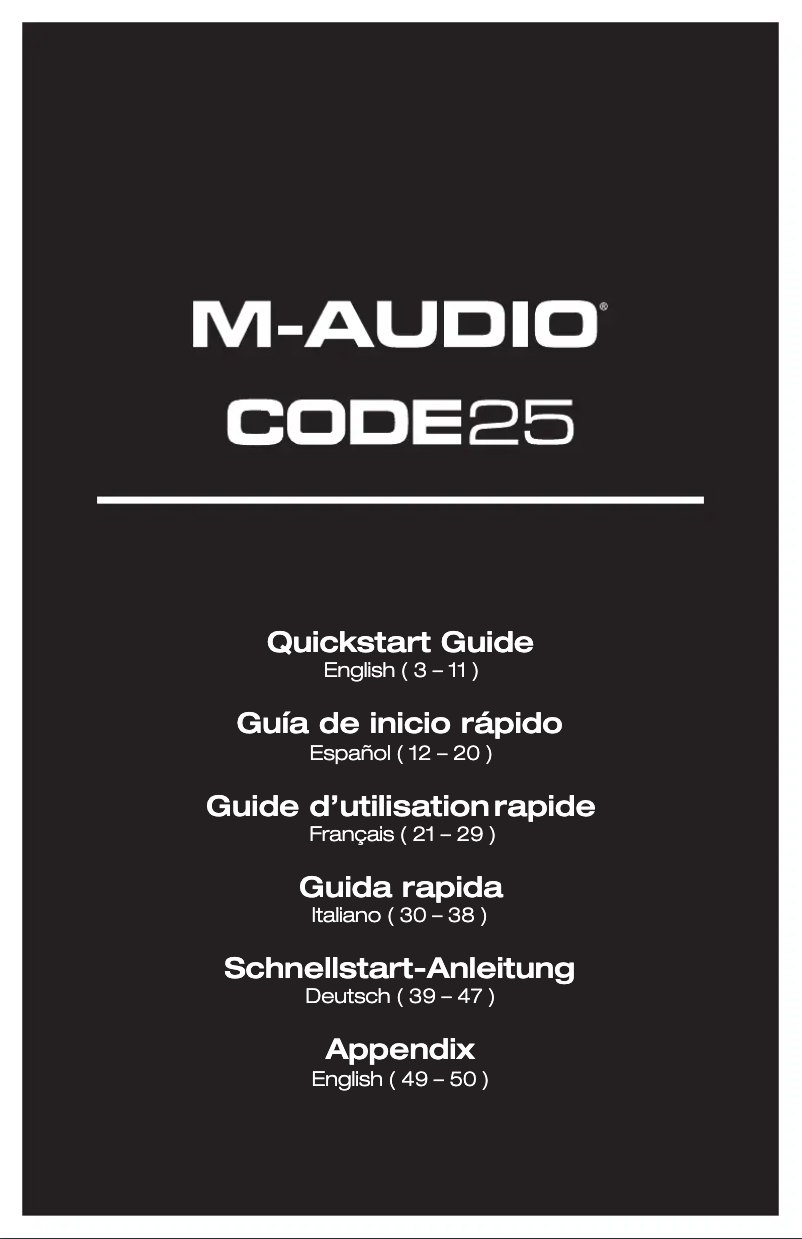 Page 1 of the manual User Manual M-Audio Code 25