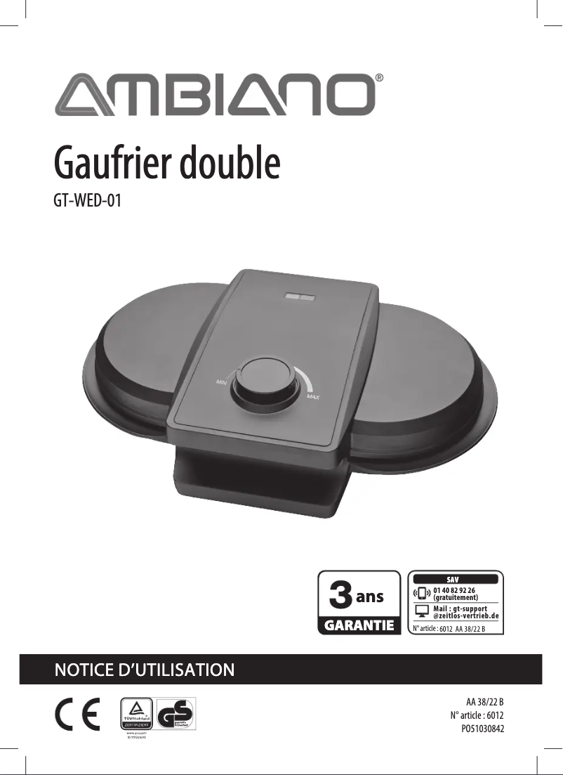 First page image of the manual for GT-WED-01