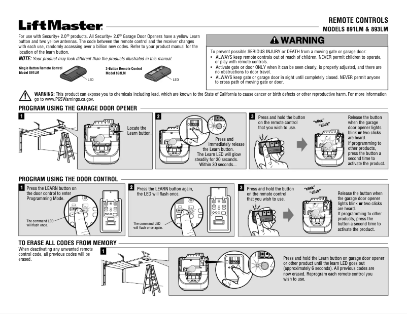 Page 1 of the manual User Manual LiftMaster 891LM