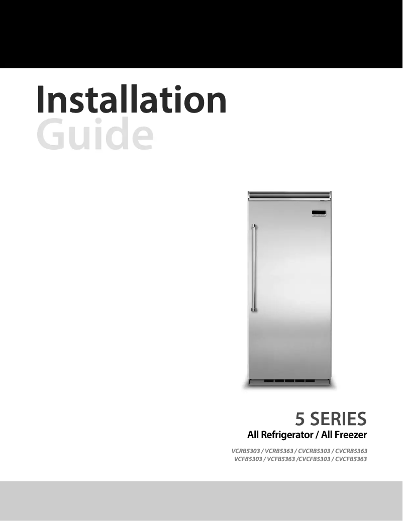 Page 1 of the manual Installation Guide Viking VGR5304BCS