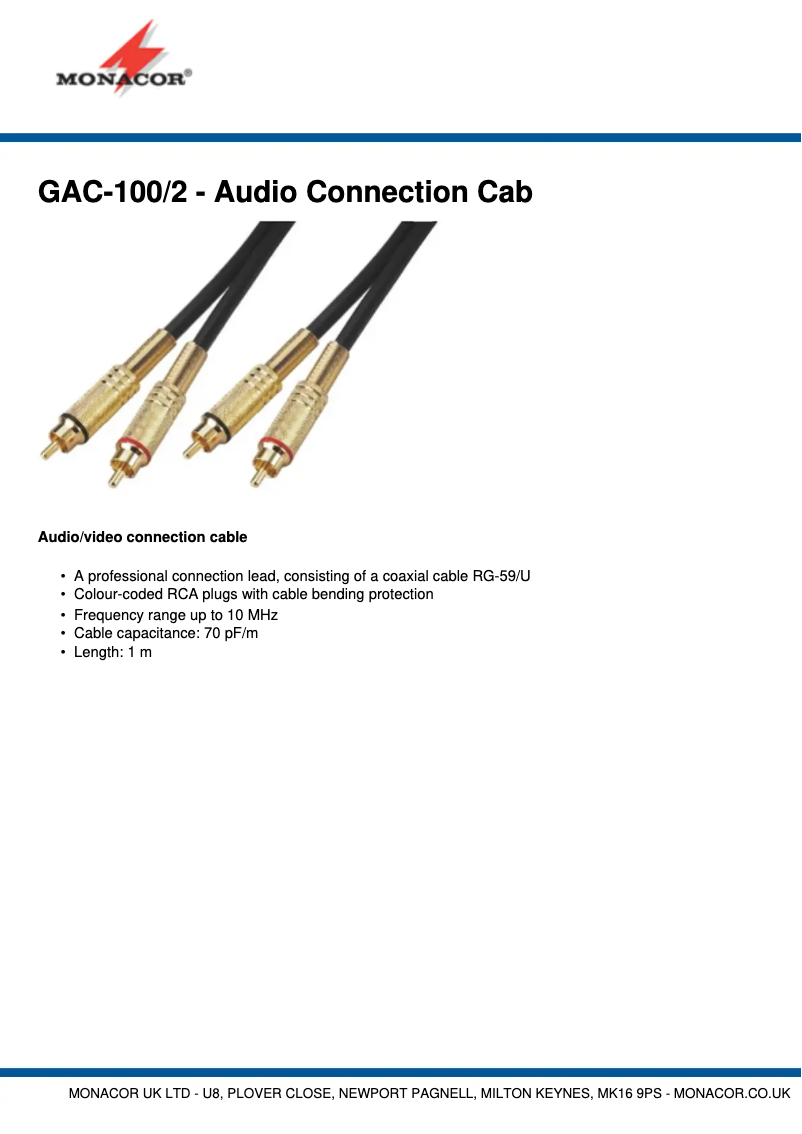 Page 1 of the manual User Manual Monacor GAC-100/2