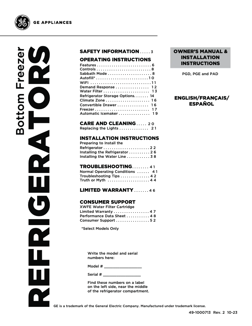 First page image of the manual for P29BYTFS