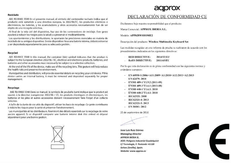 Page 1 of the manual User Manual Approx appKBWSHOME2