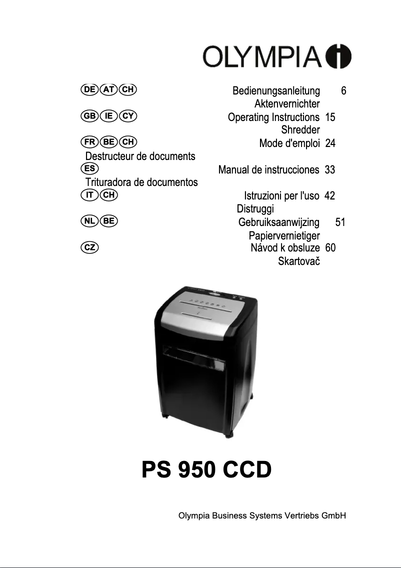 First page image of the manual for PS 950 CCD