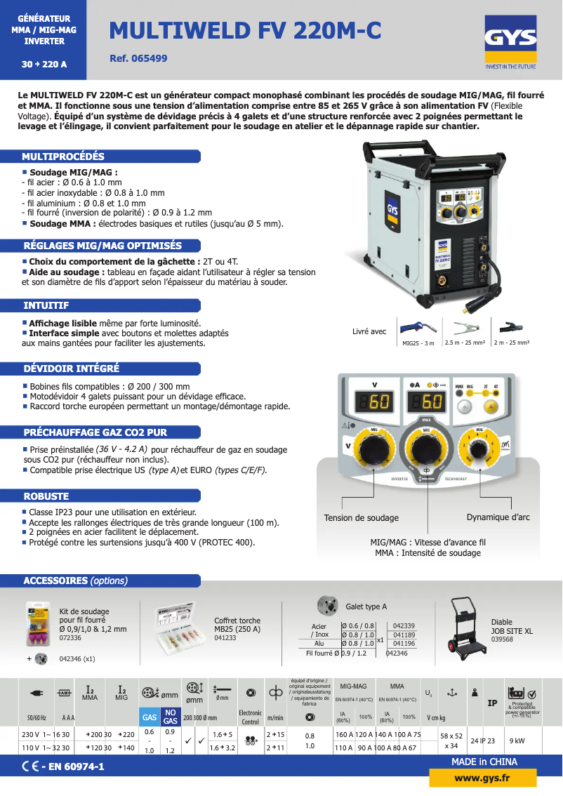 Image de la première page du manuel de l'appareil Multiweld FV 220M-C