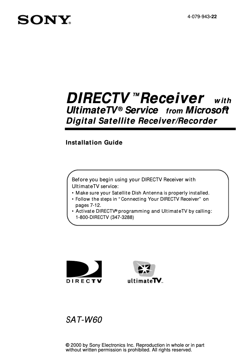 First page image of the manual for SAT-W60