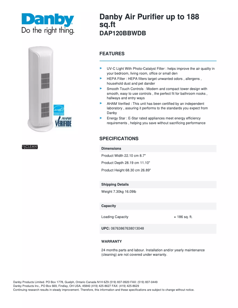 First page image of the manual for DAP120BBWDB