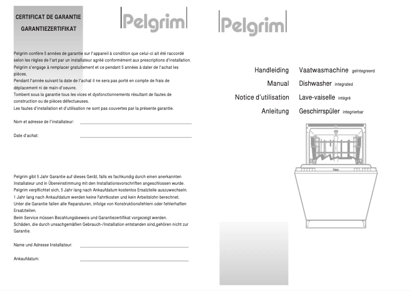 Page 1 of the manual User Manual Pelgrim GVW845