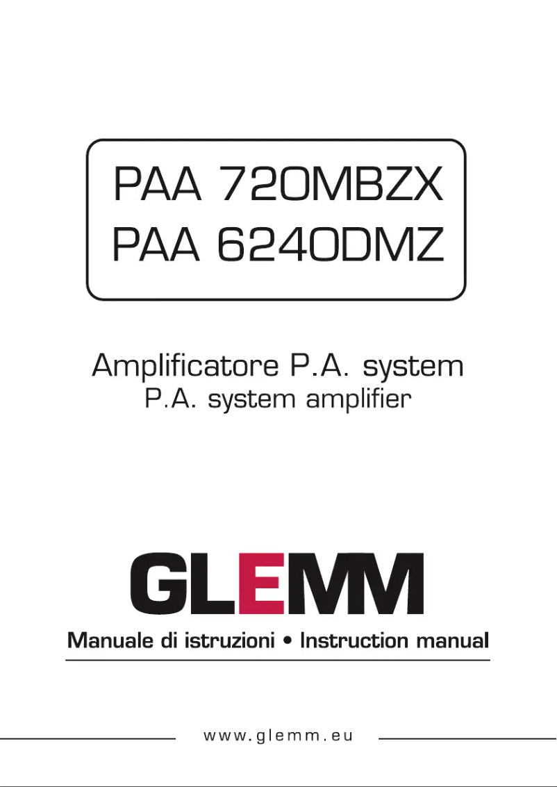 Page 1 de la notice Manuel utilisateur Glemm PAA 6240DMZ