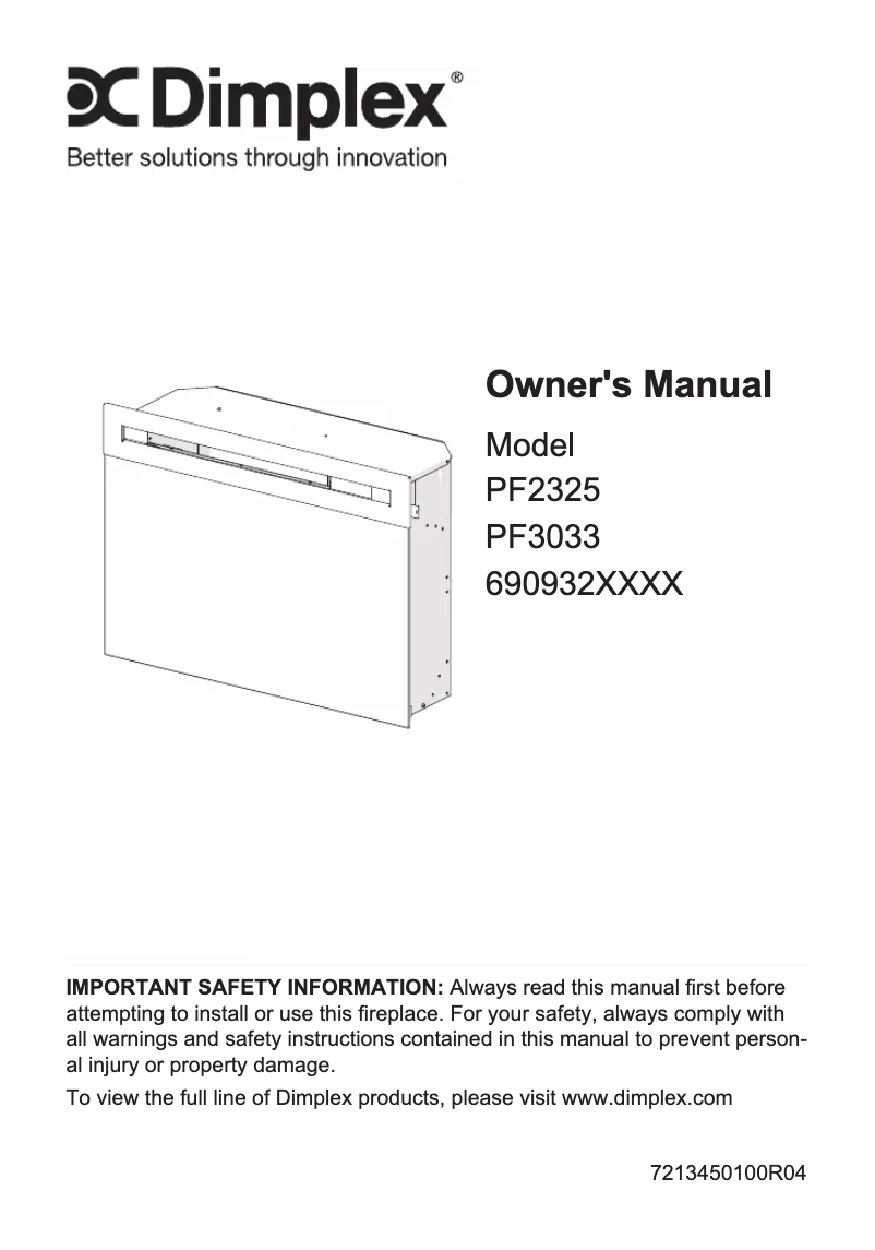Page 1 of the manual User Manual Dimplex PF2325