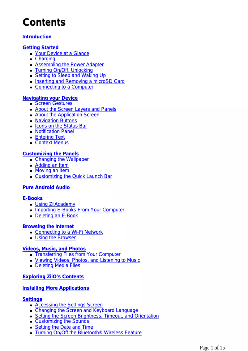 Page 1 of the manual User Manual Creative ZiiO 7