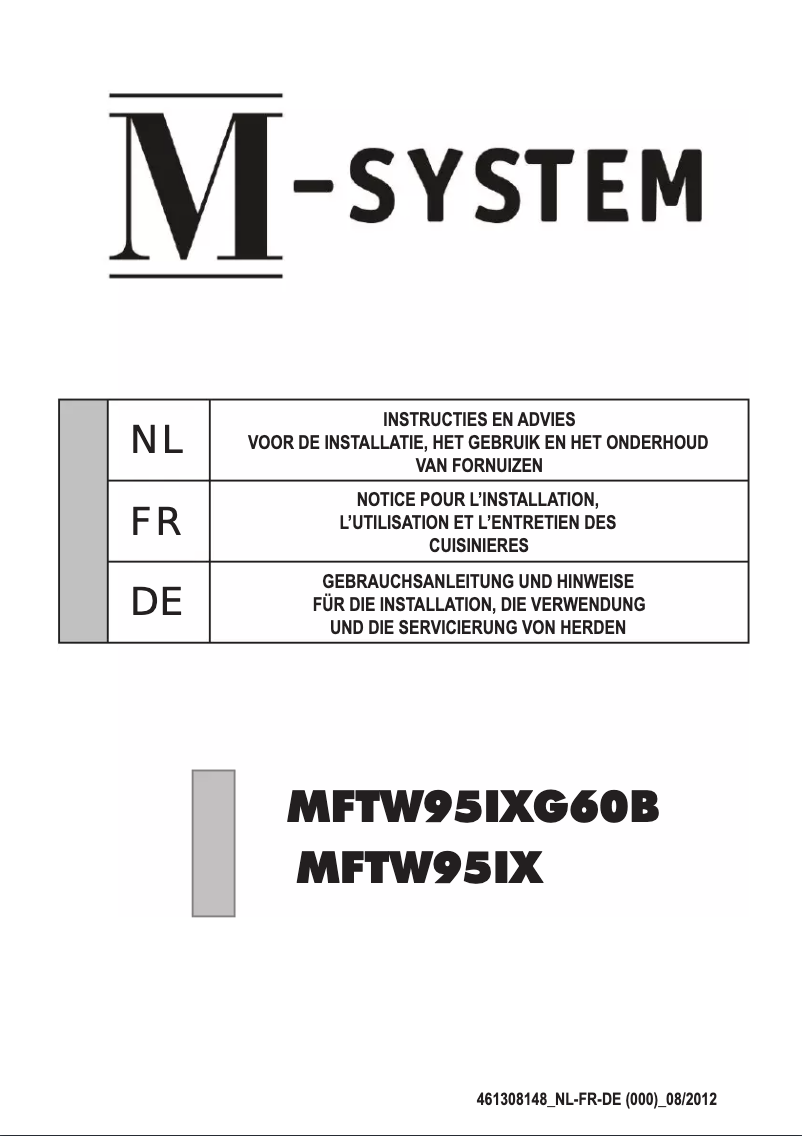 First page image of the manual for MFTW-95IX