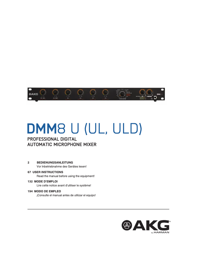 Page 1 of the manual User Manual AKG DMM8 UL